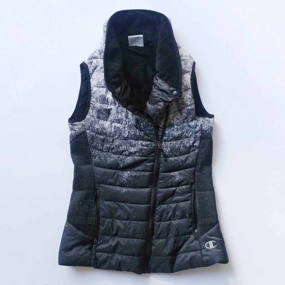 Champion Black and Gray Quilted Puffer Vest
